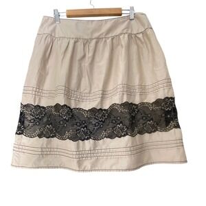 aXcess by Liz Claiborne Beige Lace Trim A Line Skirt Size 6 Feminine Preppy Y2k